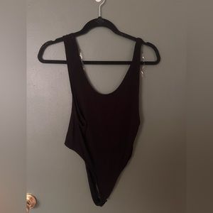 Black ribbed tank top bodysuit